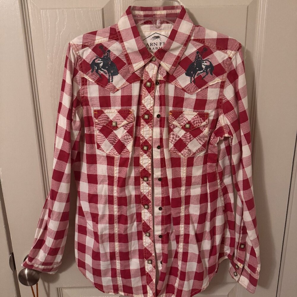 Red White Check Pearl Snap